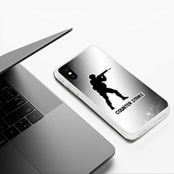 Чехол iPhone XS Max матовый Counter Strike glitch на светлом фоне, цвет: 3D-белый — фото 2