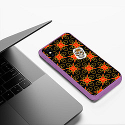 Чехол iPhone XS Max матовый Радужный цветочный череп, цвет: 3D-фиолетовый — фото 2