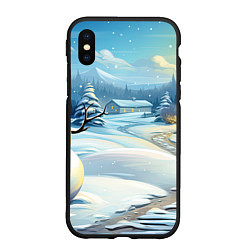 Чехол iPhone XS Max матовый Зима новый год, цвет: 3D-черный