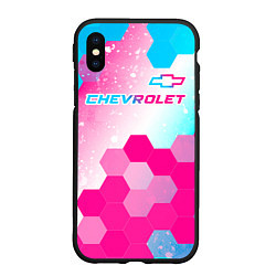 Чехол iPhone XS Max матовый Chevrolet neon gradient style посередине