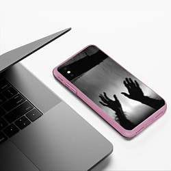 Чехол iPhone XS Max матовый Руки зомби в ночном тумане, цвет: 3D-розовый — фото 2