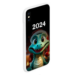 Чехол iPhone XS Max матовый Дракон символ года 2024, цвет: 3D-белый — фото 2