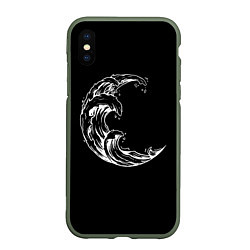 Чехол iPhone XS Max матовый Moon wave, цвет: 3D-темно-зеленый