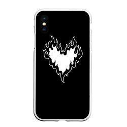 Чехол iPhone XS Max матовый Burning heart, цвет: 3D-белый