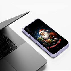Чехол iPhone XS Max матовый Дед мороз с драконом, цвет: 3D-светло-сиреневый — фото 2