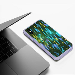 Чехол iPhone XS Max матовый Неоновые полосы синие, цвет: 3D-светло-сиреневый — фото 2