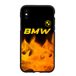 Чехол iPhone XS Max матовый BMW - gold gradient посередине