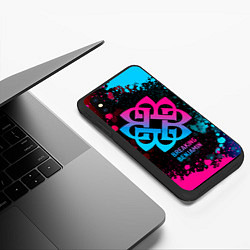 Чехол iPhone XS Max матовый Breaking Benjamin - neon gradient, цвет: 3D-черный — фото 2