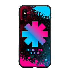 Чехол iPhone XS Max матовый Red Hot Chili Peppers - neon gradient, цвет: 3D-черный