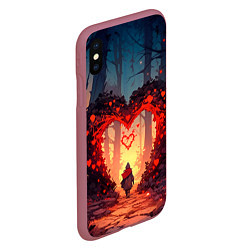 Чехол iPhone XS Max матовый Сердце в сердце на закате, цвет: 3D-малиновый — фото 2