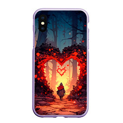 Чехол iPhone XS Max матовый Сердце в сердце на закате, цвет: 3D-светло-сиреневый