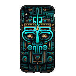 Чехол iPhone XS Max матовый Орнамент в ацтекском стиле, цвет: 3D-черный