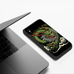 Чехол iPhone XS Max матовый Символ года зеленый дракон, цвет: 3D-черный — фото 2