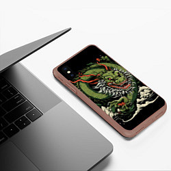 Чехол iPhone XS Max матовый Символ года зеленый дракон, цвет: 3D-коричневый — фото 2