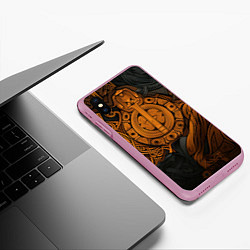 Чехол iPhone XS Max матовый Узор в скандинавском фолк-арт стиле, цвет: 3D-розовый — фото 2