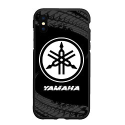 Чехол iPhone XS Max матовый Yamaha speed на темном фоне со следами шин, цвет: 3D-черный