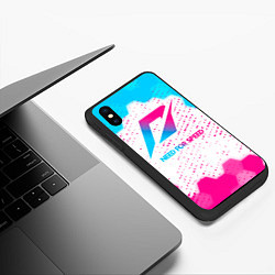 Чехол iPhone XS Max матовый Need for Speed neon gradient style, цвет: 3D-черный — фото 2