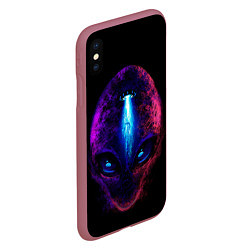 Чехол iPhone XS Max матовый UFO alien head, цвет: 3D-малиновый — фото 2