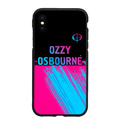 Чехол iPhone XS Max матовый Ozzy Osbourne - neon gradient посередине, цвет: 3D-черный