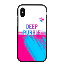 Чехол iPhone XS Max матовый Deep Purple neon gradient style посередине, цвет: 3D-черный