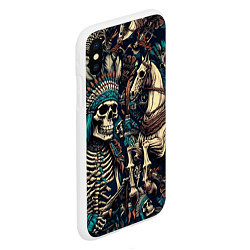 Чехол iPhone XS Max матовый Татуировка скелета индейца и ковбоя в техасе, цвет: 3D-белый — фото 2