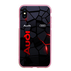 Чехол iPhone XS Max матовый Audi - плиты с эффектом свечения, цвет: 3D-розовый