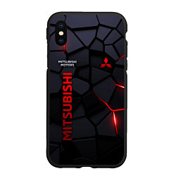 Чехол iPhone XS Max матовый Mitsubishi - плиты с эффектом свечения, цвет: 3D-черный