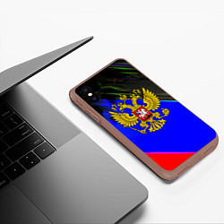 Чехол iPhone XS Max матовый Герб РФ патриотический стиль, цвет: 3D-коричневый — фото 2