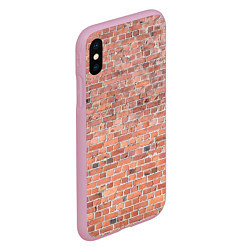 Чехол iPhone XS Max матовый Кирпичная стена узор, цвет: 3D-розовый — фото 2