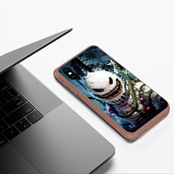 Чехол iPhone XS Max матовый Монстр снеговик, цвет: 3D-коричневый — фото 2
