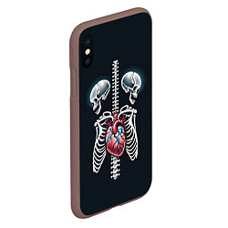 Чехол iPhone XS Max матовый Два сросшихся скелета и сердце, цвет: 3D-коричневый — фото 2
