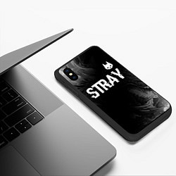 Чехол iPhone XS Max матовый Stray glitch на темном фоне посередине, цвет: 3D-черный — фото 2