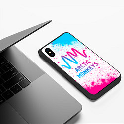 Чехол iPhone XS Max матовый Arctic Monkeys neon gradient style, цвет: 3D-черный — фото 2