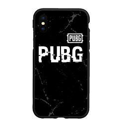 Чехол iPhone XS Max матовый PUBG glitch на темном фоне посередине