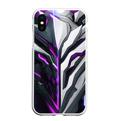 Чехол iPhone XS Max матовый Броня адская и райская фиолетовая, цвет: 3D-белый