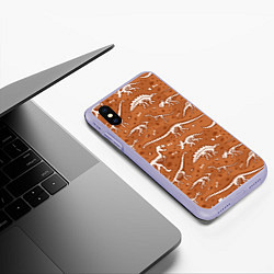 Чехол iPhone XS Max матовый Скелеты динозавров, цвет: 3D-светло-сиреневый — фото 2