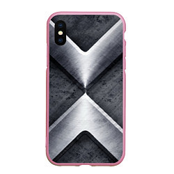 Чехол iPhone XS Max матовый Стальные блоки, цвет: 3D-розовый
