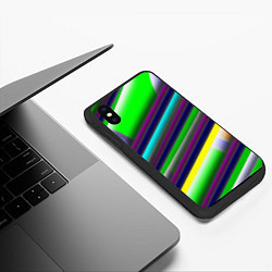 Чехол iPhone XS Max матовый Размытые абстрактные полосы, цвет: 3D-черный — фото 2