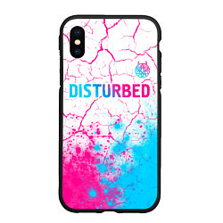 Чехол iPhone XS Max матовый Disturbed neon gradient style посередине, цвет: 3D-черный