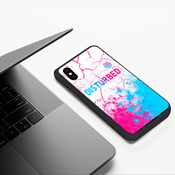 Чехол iPhone XS Max матовый Disturbed neon gradient style посередине, цвет: 3D-черный — фото 2