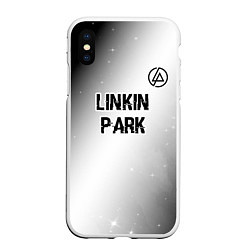 Чехол iPhone XS Max матовый Linkin Park glitch на светлом фоне посередине