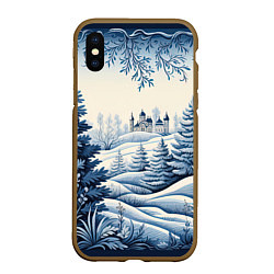 Чехол iPhone XS Max матовый Зимняя сказка 2024, цвет: 3D-коричневый