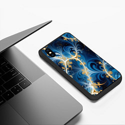 Чехол iPhone XS Max матовый Глубокая синева и золотые узоры, цвет: 3D-черный — фото 2