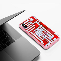 Чехол iPhone XS Max матовый Полосы на красном фоне, цвет: 3D-баблгам — фото 2