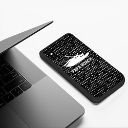 Чехол iPhone XS Max матовый Papa Roach glitch на темном фоне, цвет: 3D-черный — фото 2