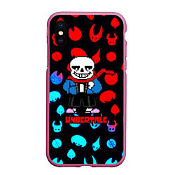 Чехол iPhone XS Max матовый Undertale роглайк, цвет: 3D-малиновый