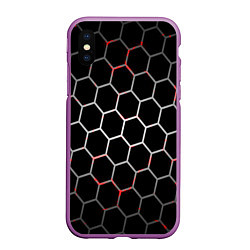 Чехол iPhone XS Max матовый Шестиугольник пчелиный улей, цвет: 3D-фиолетовый