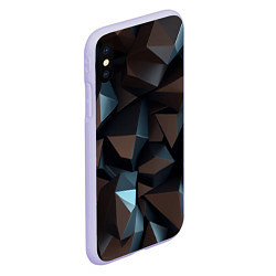 Чехол iPhone XS Max матовый Черная геометрическая абстракция - объемные грани, цвет: 3D-светло-сиреневый — фото 2