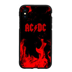 Чехол iPhone XS Max матовый AC DC огненный стиль, цвет: 3D-черный