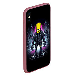 Чехол iPhone XS Max матовый Cool Bart Simpson - cyberpunk - ai art, цвет: 3D-малиновый — фото 2